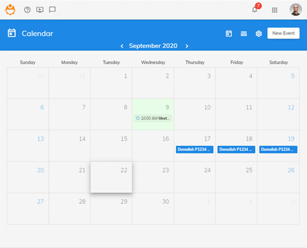 Calendar view for construction projects